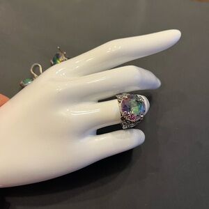 Elegant Multicolor Stone Ring and matching Earrings